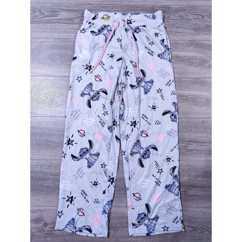 Disney Lilo & Stitch Pajama Pants Womens Small 4-6 Blue Lounge Bottoms Pockets